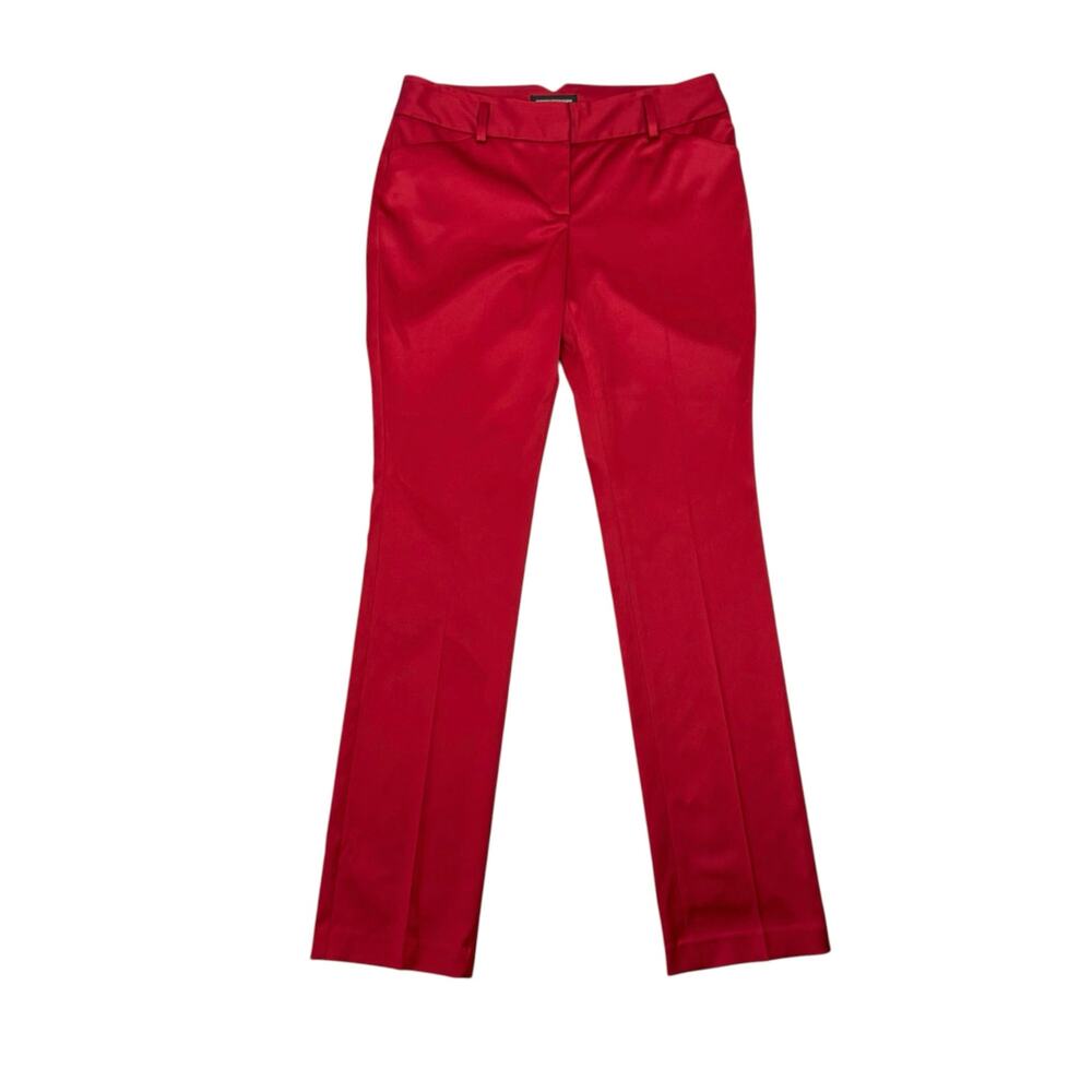 Express Editor Pants Red Satin Slim Straight Leg Trouser Pants 6 Reg